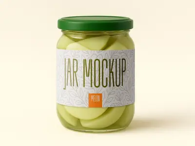 Melon Jar Mockup - Realistic Glass Packaging with Sliced Fruit 1706389014