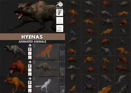 Animated Hyenas 3D Models for Blender