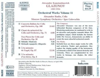Igor Golovschin, Moscow Symphony Orchestra - Alexander Glazunov: Orchestral Works Vol. 11: Works for Cello and Orchestra (1999)
