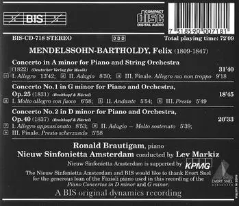 Ronald Brautigam, Lev Markiz, Amsterdam Sinfonietta - Felix Mendelssohn: Piano Concertos (1995)