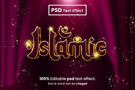 PSD islamic glossy editable 3d text effect