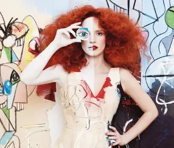 Jessica Chastain by Chantal Choffe, Rineke Dijkstra, George Condo and Mickalene Thomas for W Magazine January 2013