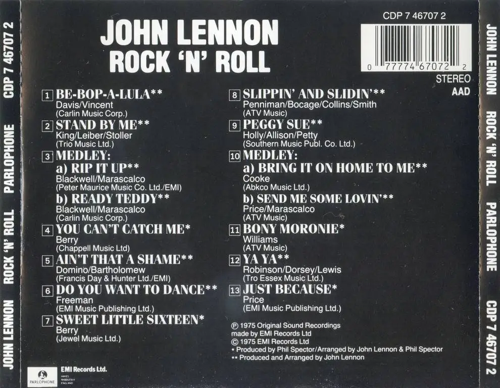 John Lennon - Rock 'N' Roll (1975) 1987, Japan Re-Up.