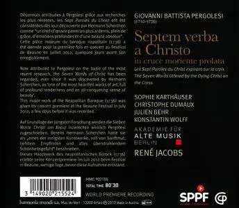 René Jacobs, Akademie für Alte Musik, Berlin - Giovanni Battista Pergolesi: Septem Verba a Christo (2013)