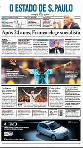 Jornal O Estado de São Paulo - 7 de maio de 2012 - Segunda
