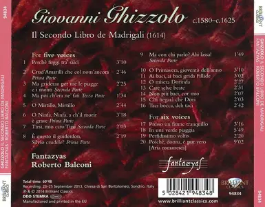 Roberto Balconi, Fantazyas - Giovanni Ghizzolo: Il Secondo Libro de Madrigali (2014)