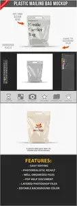 Plastic Mailing Bag with Handle Mockup