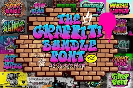 The Graffiti Font Bundles - 42 Premium Fonts & 1 Premium Graphics