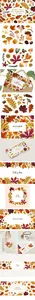 Autumn leaves set, fall card background designs