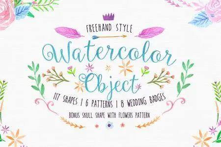 CreativeMarket - Freehand Watercolor Style Objects