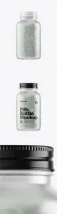 Frosted Glass Bottle With Pills Mockup 51650