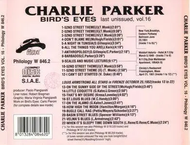 Charlie Parker - Bird's Eyes: Last Unissued, Vol. 16 (1951-1954) {Philology W 846.2 rel 1999}