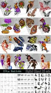 Digital Clipart 28 sets B&W