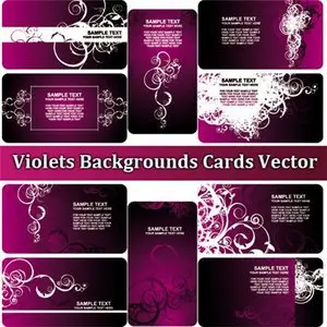 Violets Backgrounds Cards Vector