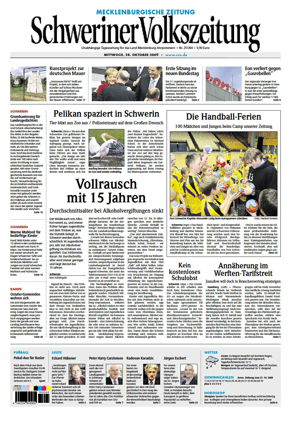 Schweriner Volkszeitung 28.10.2009 (Ausgabe Stadt Schwerin)