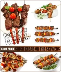 Shish kebab on the skewers - Stock Photo