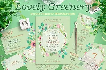 CreativeMarket - Wedding Suite XI Lovely Greenery III