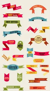 Flat Vector Retro Ribbons