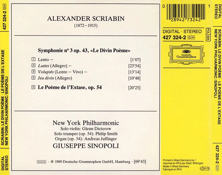 Giuseppe Sinopoli, New York Philharmonic - Scriabin: Symphony No. 3; Le ...