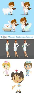 Vectors - Woman doctors and nurses