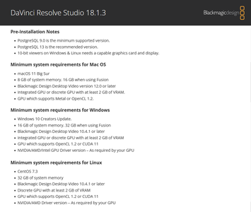 Blackmagic Design DaVinci Resolve Studio 18.1.3 Linux or macOs