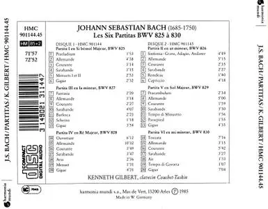 Kenneth Gilbert - Johann Sebastian Bach: Partiten / Partitas - Clavierübung I (1985)