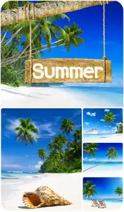 Summer, sea, palm trees - Stock Photo