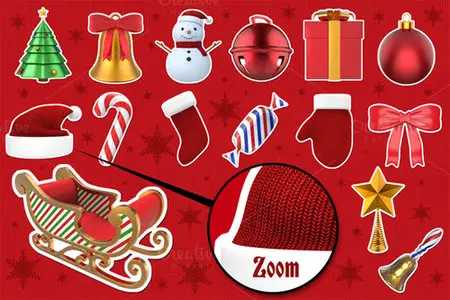 PNG Set - Christmas Stickers 3D