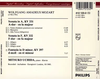 Mitsuko Uchida - Wolfgang Amadeus Mozart: 2 Sonatas KV 331 "Alla Turca" & KV 332; Fantasie KV 397 (1984)