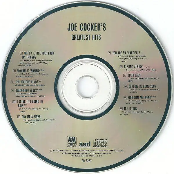 Joe Cocker - Joe Cocker's Greatest Hits (1977/1987) .
