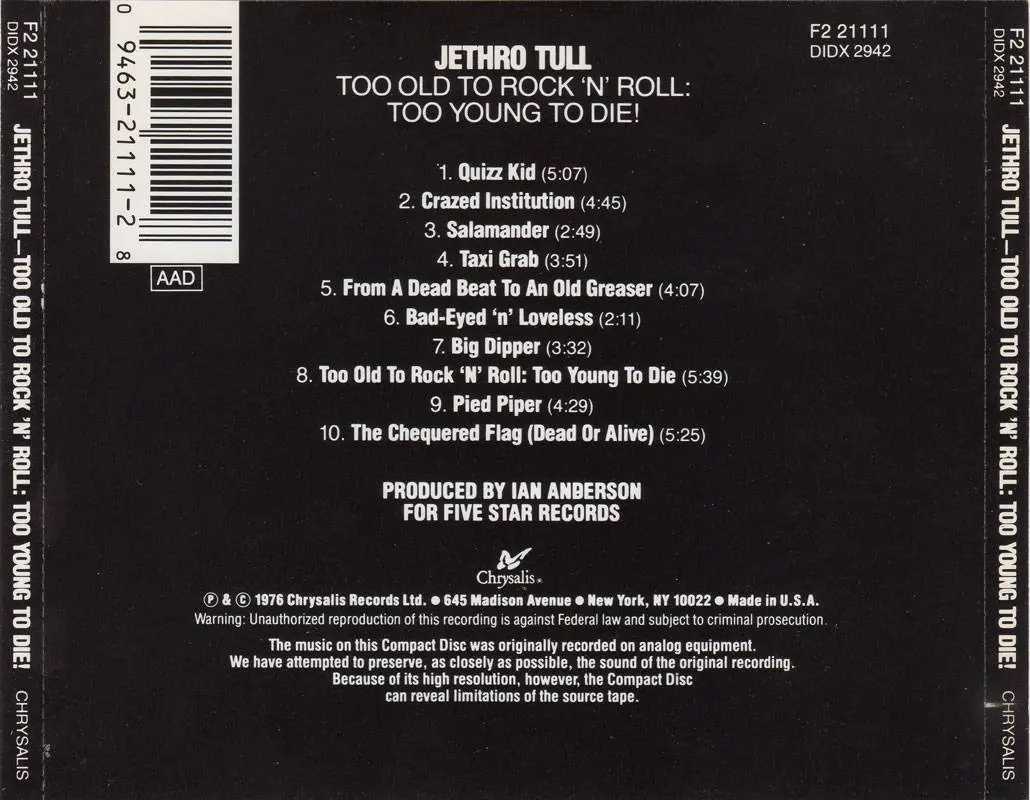 Rock n roll old jethro tull. Jethro Tull 1976. Jethro Tull too old to Rock n Roll 1976.