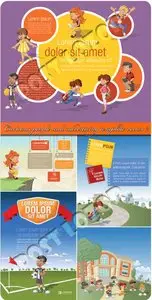 Cartoons people and advertising template vector 2