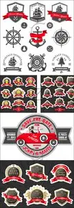 Vector Premium Labels with Red Ribbons