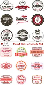 Vectors - Food Retro Labels Set