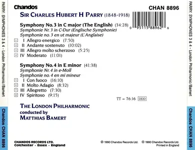 Matthias Bamert, London Philharmonic Orchestra - Charles Hubert Hastings Parry: Symphonies Nos. 3 & 4 (1990)