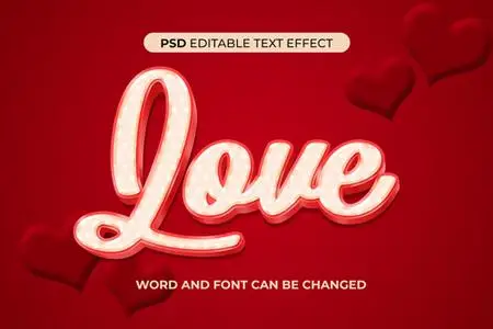 PSD love text effect 3d photoshop