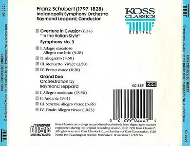 Raymond Leppard, Indianapolis Symphony Orchestra - Schubert: Overture 'In the Italian Style', Symphony No. 3, Grand Duo (1991)