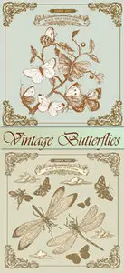 Vintage Butterflies Vector