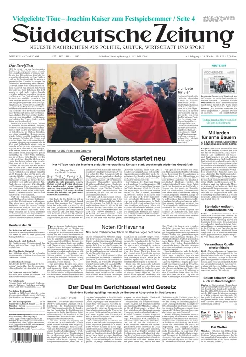 Sueddeutsche Zeitung vom 11.07.2009