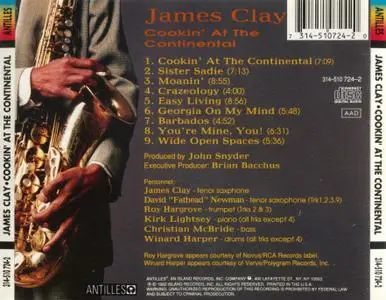 James Clay - Cookin' At The Continental (1992) {Antilles--Island 314-510 724-2}