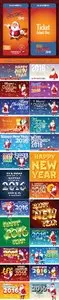 2016 Christmas and New Year greeting card with funny Santa Claus vector