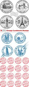 Vectors - Grunge Landmark Stamps