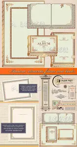 Ancient elements, frame and books vector