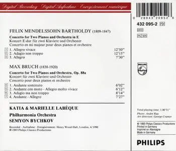 Katia & Marielle Labèque, Semyon Bychkov - Mendelssohn, Bruch: Concertos for 2 Pianos and Orchestra (1993)