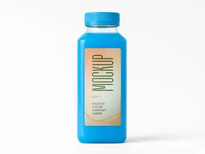 Blue Juice Bottle Mockup - Energy Drink or Tropical Beverage Template 1707763435