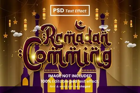PSD ramadan kareem coming editable 3d text effect
