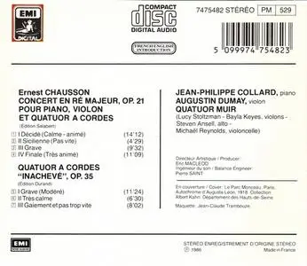 Jean-Philippe Collard, Augustin Dumay, Quatuor Muir - Chausson: Concerto en ré Majeur, Quatuor 'Inachevé' (1994)