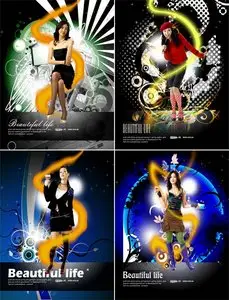 Korea Fashion Beauty psd layered material 1 set
