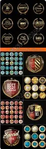 Golden labels and badges collection vector 3