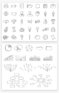 Hand-Drawn Icons and Business Graphs Set 218249289